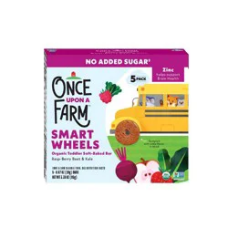 Once Upon a Farm Organic No Added Sugar Toddler Smart Wheels Soft-Baked Rasp-Berry Beet & Kale Bar - 5 x 0.67 oz Bars