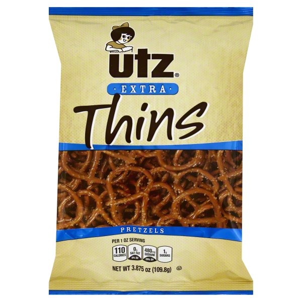 slide 1 of 1, Utz Extra Thins Pretzels, 3.88 oz