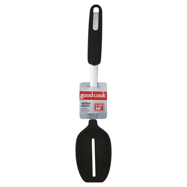 slide 1 of 3, Good Cook Euroll Black Slot Spoon, 1 ct