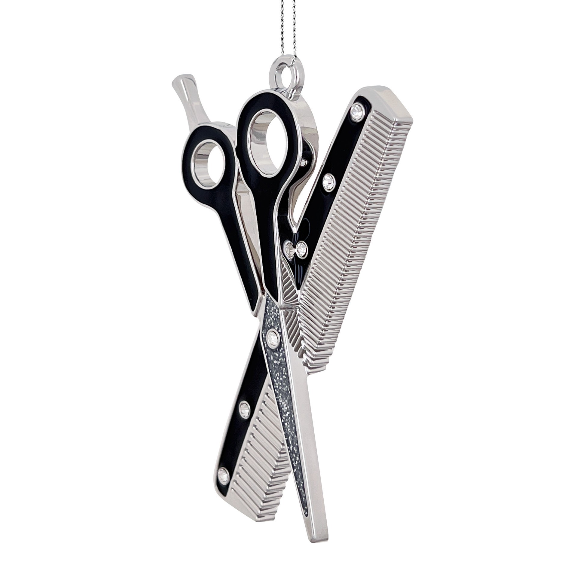 slide 2 of 3, 3.25" Salon Scissors & Comb Enameled Metal Ornament By Ashland, 3.25 in