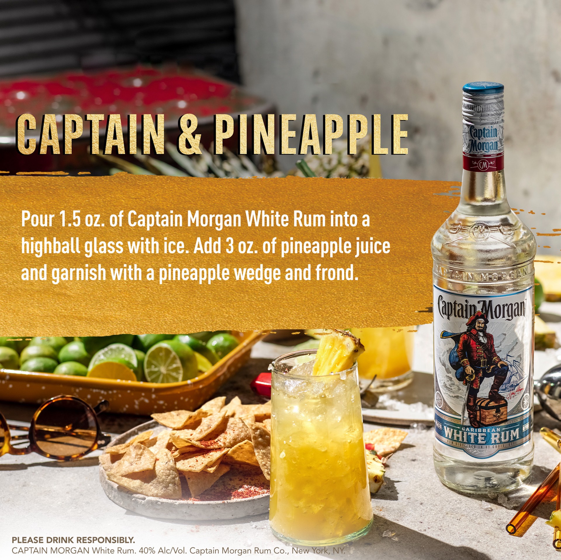 slide 5 of 8, Captain Morgan White Rum, 50 mL, 50 ml