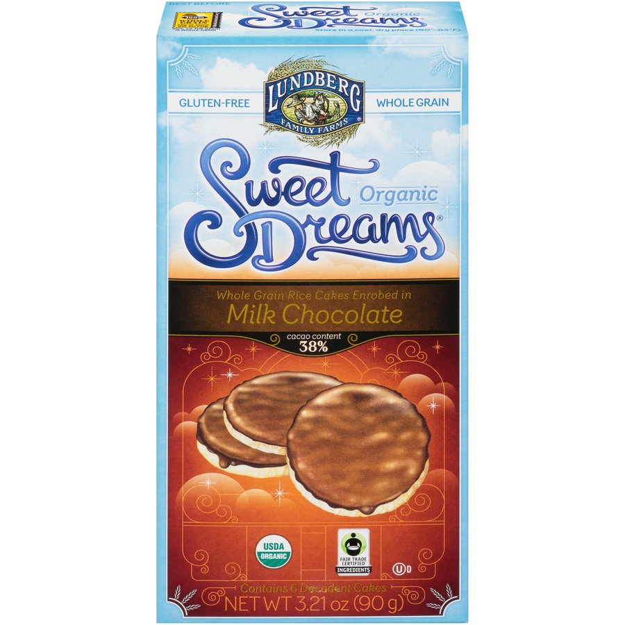 slide 1 of 1, Lundberg Organic Sweet Dreams Milk Chocolate Rice Cakes, 3.17 oz