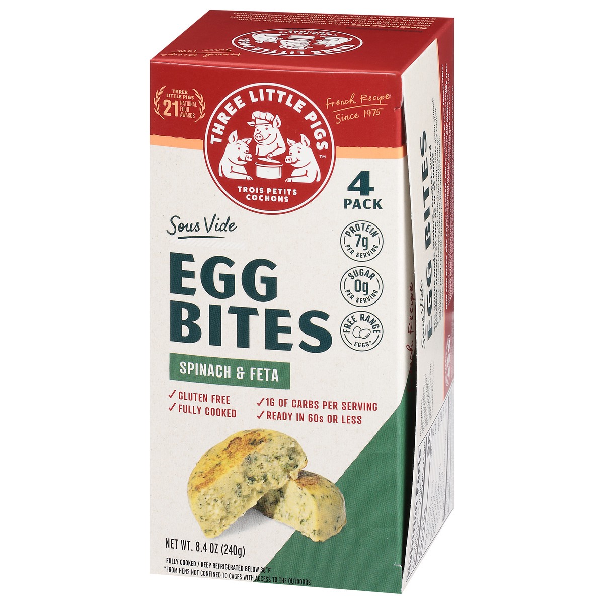 slide 2 of 16, Three Little Pigs Spinach & Feta Egg Bites - 4 ct, 4 ct