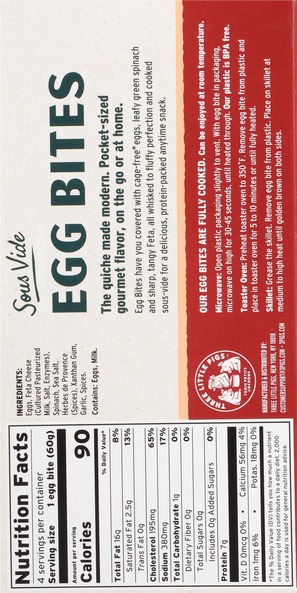slide 7 of 16, Three Little Pigs Spinach & Feta Egg Bites - 4 ct, 4 ct