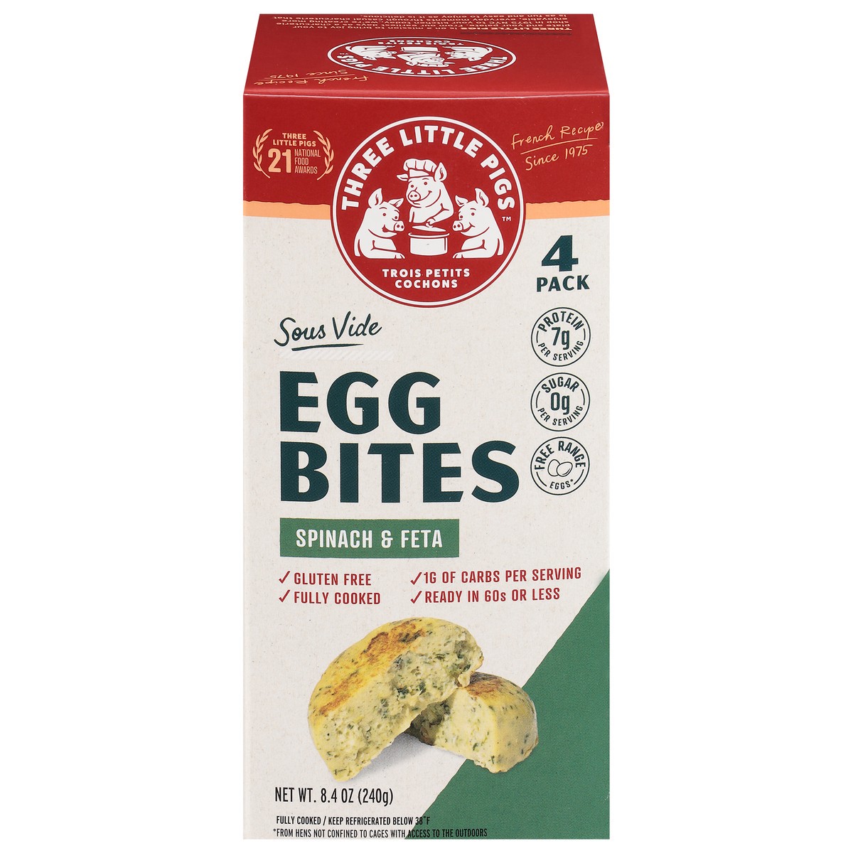 slide 16 of 16, Three Little Pigs Spinach & Feta Egg Bites - 4 ct, 4 ct