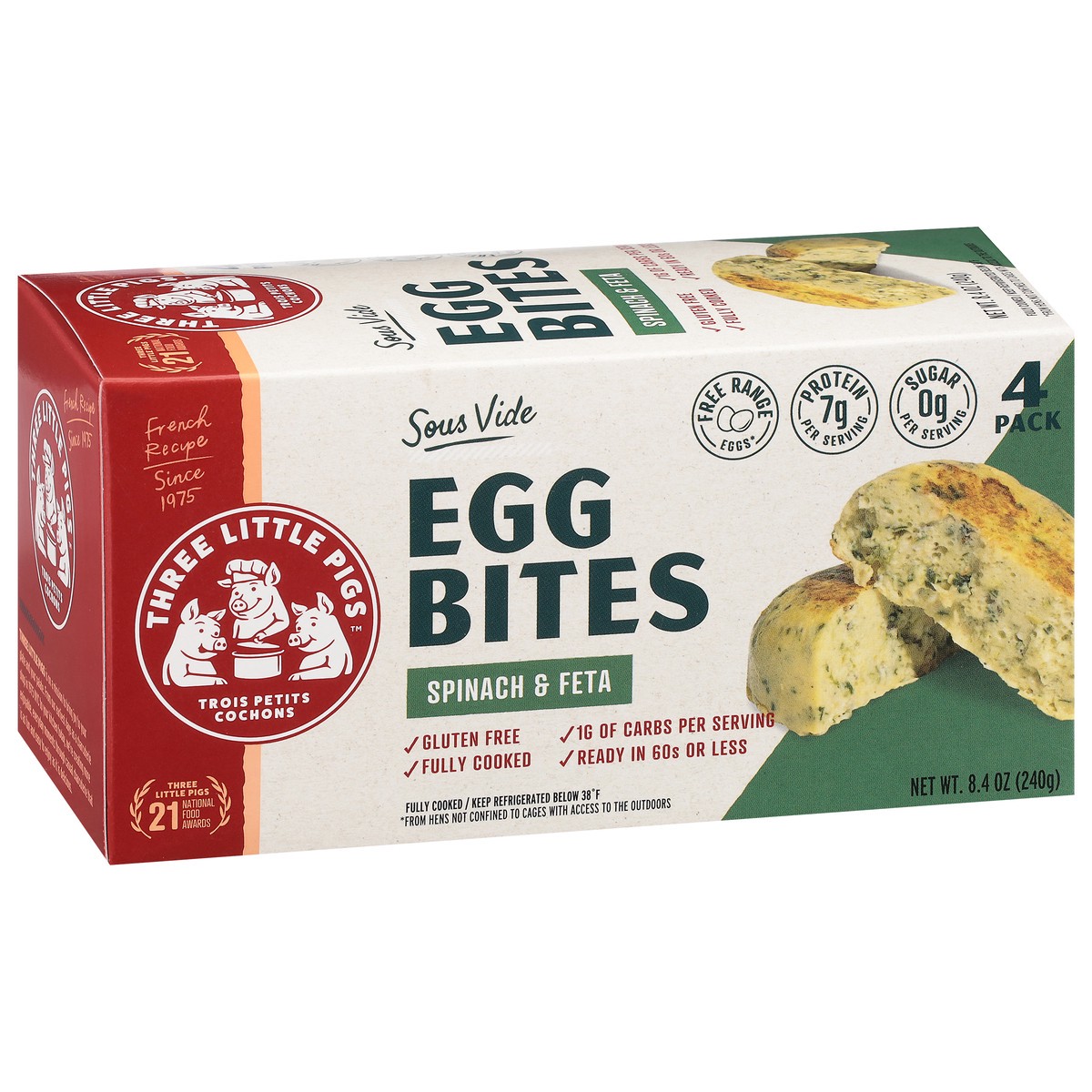 slide 12 of 16, Three Little Pigs Spinach & Feta Egg Bites - 4 ct, 4 ct