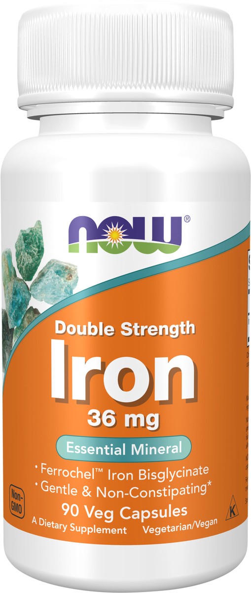 slide 2 of 2, Now Naturals Iron Double Strength 36Mg, 90 ct