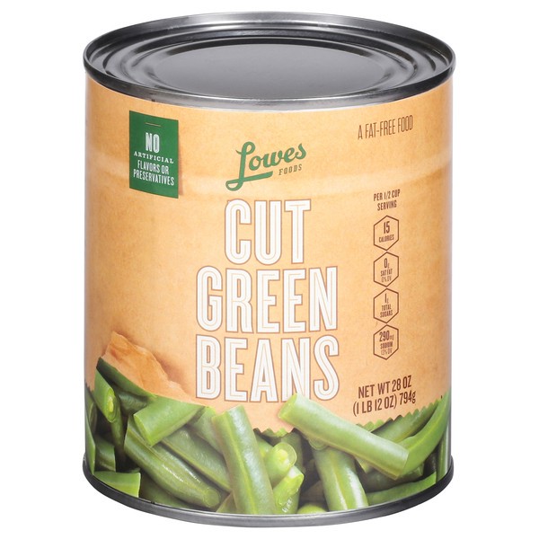 slide 1 of 1, Lowes Foods Cut Green Beans, 28 oz