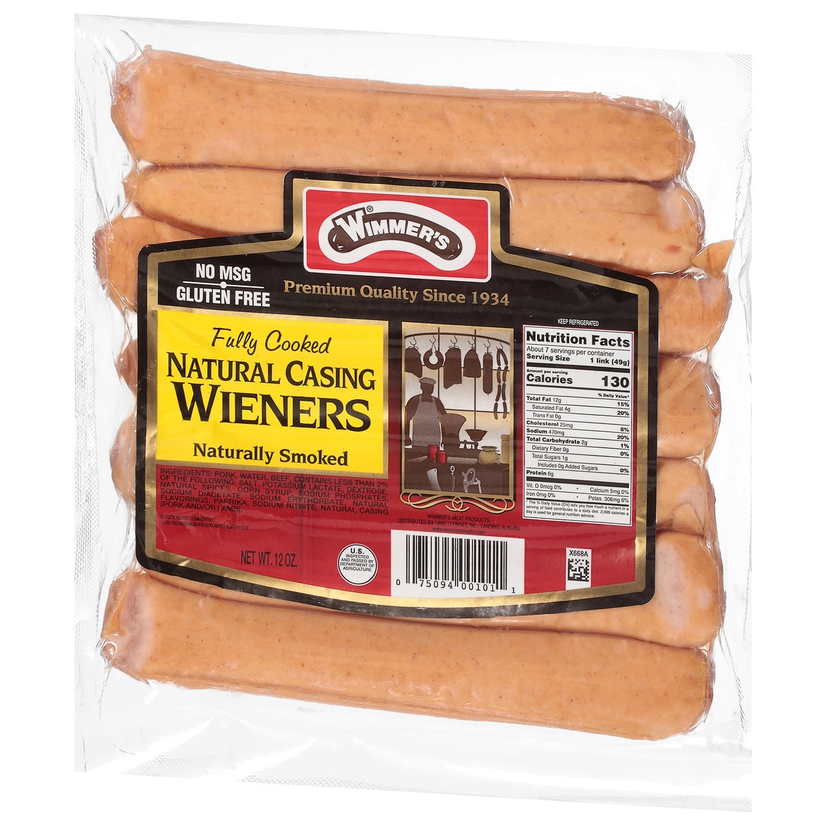 slide 8 of 14, Wimmer's Natural Casing Wieners, 7 ct; 12 oz