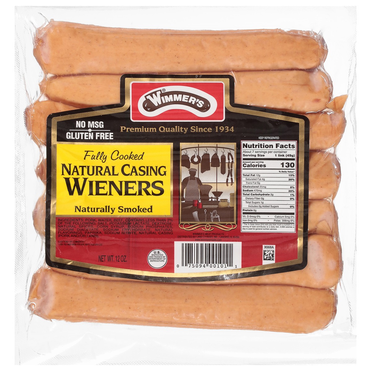 slide 6 of 14, Wimmer's Natural Casing Wieners, 7 ct; 12 oz