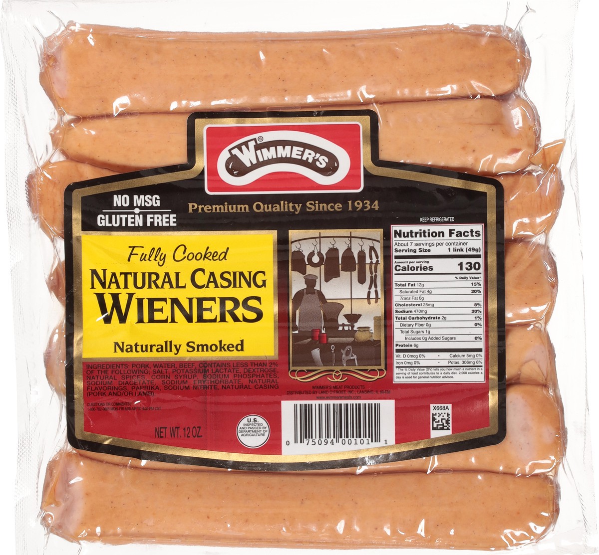 slide 5 of 14, Wimmer's Natural Casing Wieners, 7 ct; 12 oz