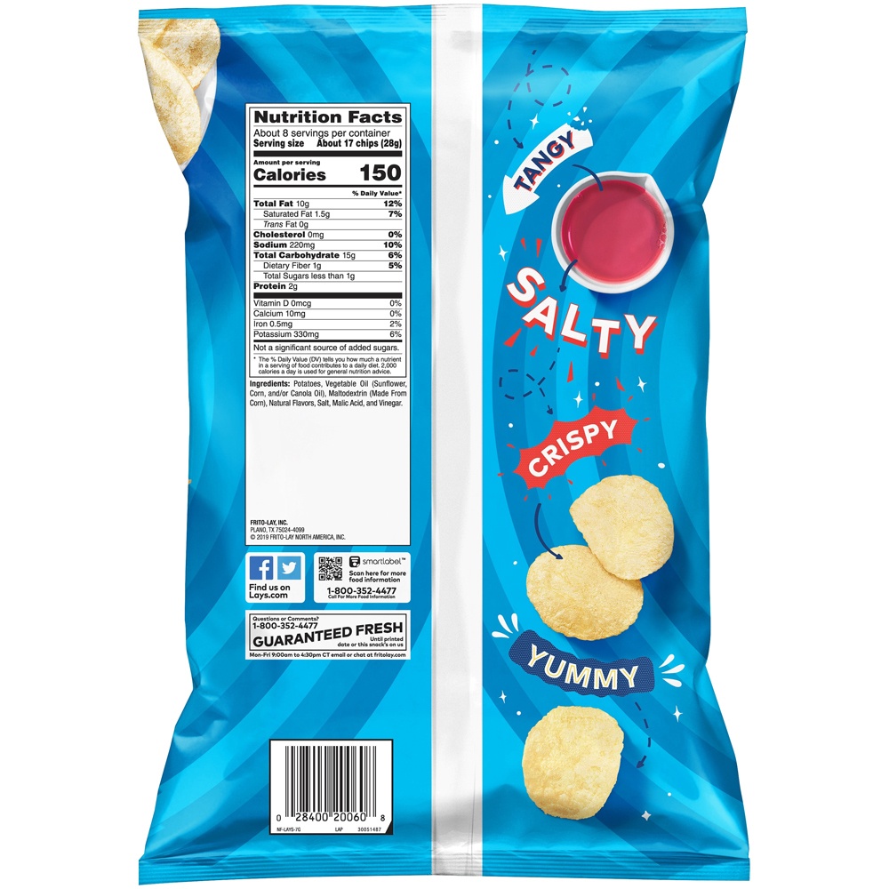 slide 2 of 4, Lay's Potato Chips Salt & Vinegar Flavored 7 3/4 Oz, 7.75 oz