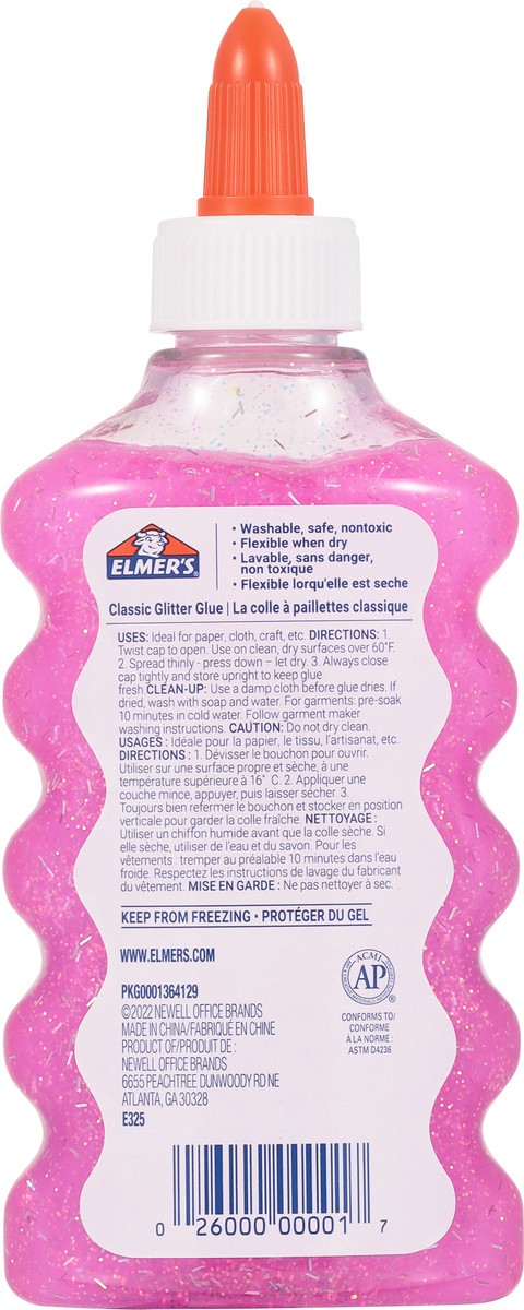 slide 8 of 9, Elmer's Liquid Glitter Glue, Washable, Pink - Great For Making Slime, 6 oz