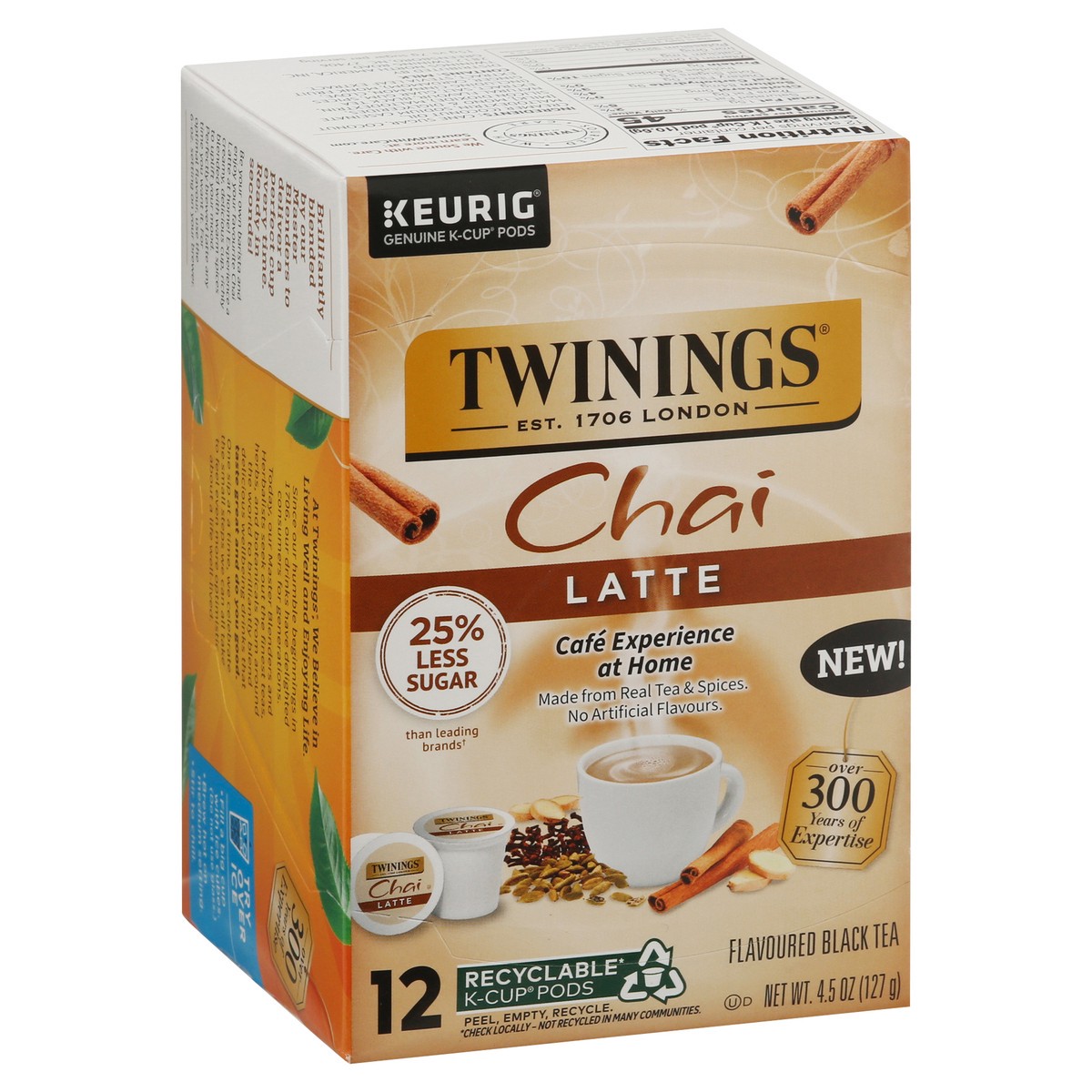 slide 2 of 9, Twinings Chai Latte Black Tea 12 K-Cup Pods, 12 ct