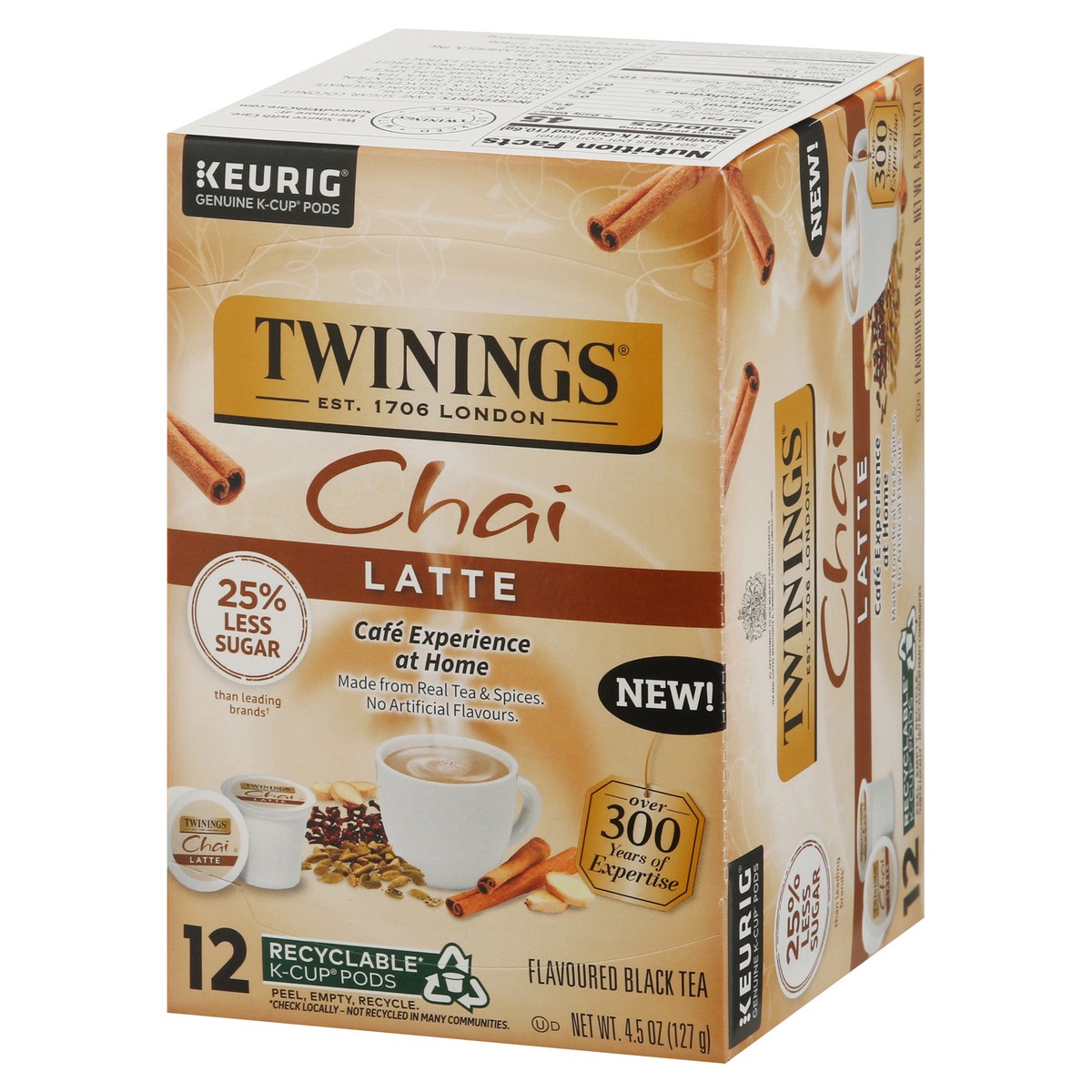 slide 9 of 9, Twinings Chai Latte Black Tea 12 K-Cup Pods, 12 ct