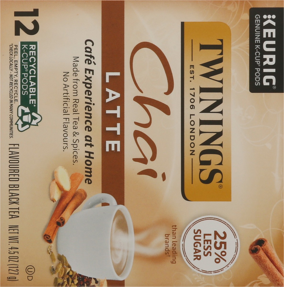 slide 4 of 9, Twinings Chai Latte Black Tea 12 K-Cup Pods, 12 ct