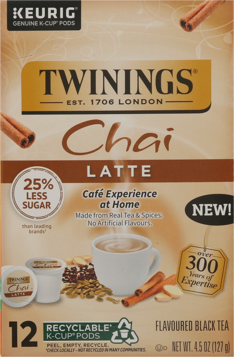 slide 3 of 9, Twinings Chai Latte Black Tea 12 K-Cup Pods, 12 ct