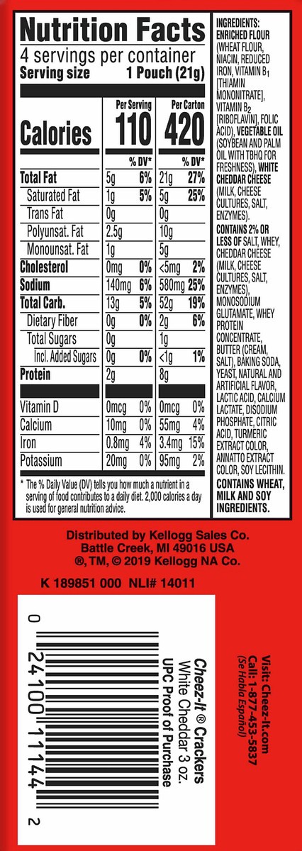 slide 3 of 11, Cheez-It Baked White Cheddar Snack Crackers 4 ea, 4 ct