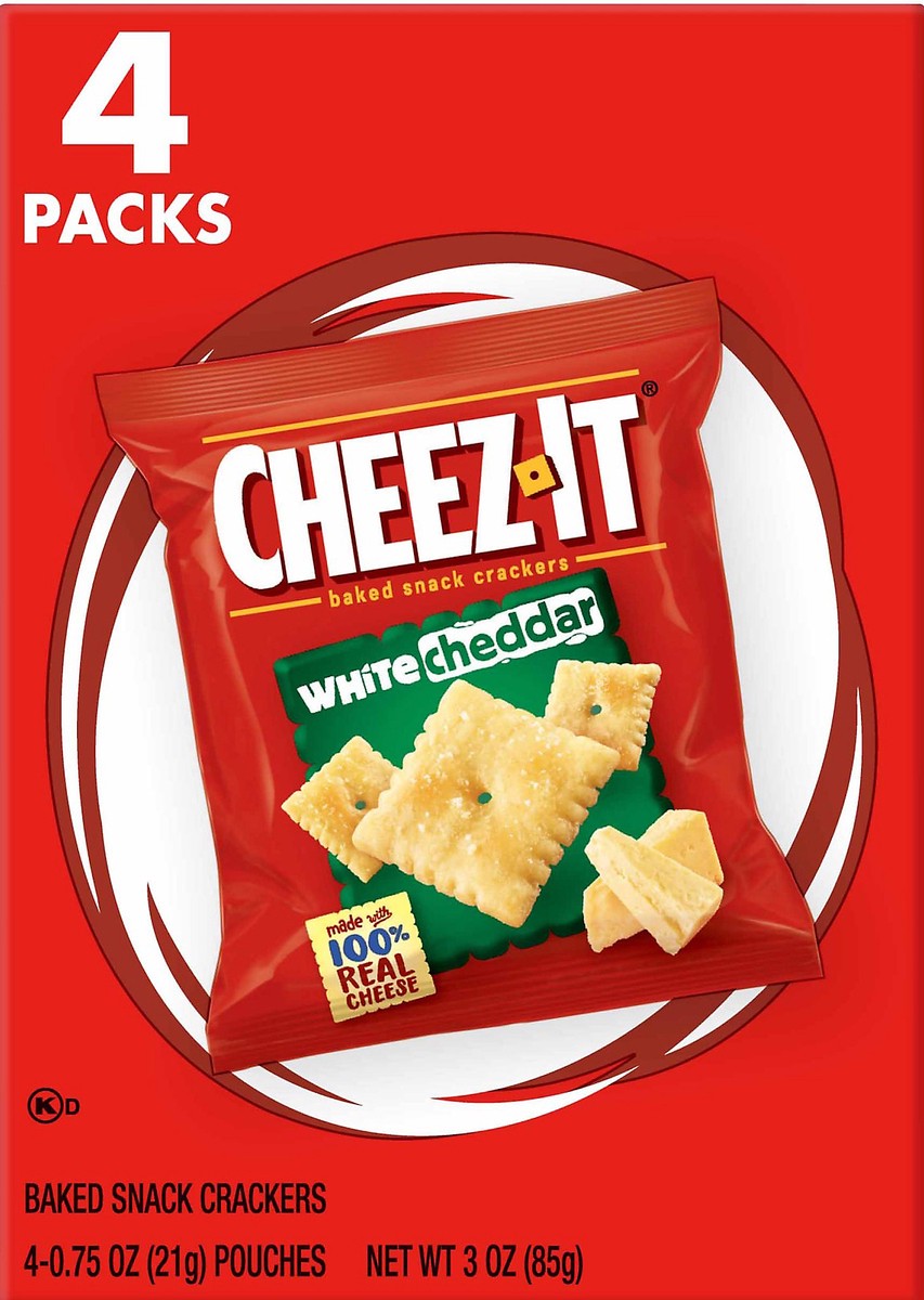 slide 7 of 11, Cheez-It Baked White Cheddar Snack Crackers 4 ea, 4 ct