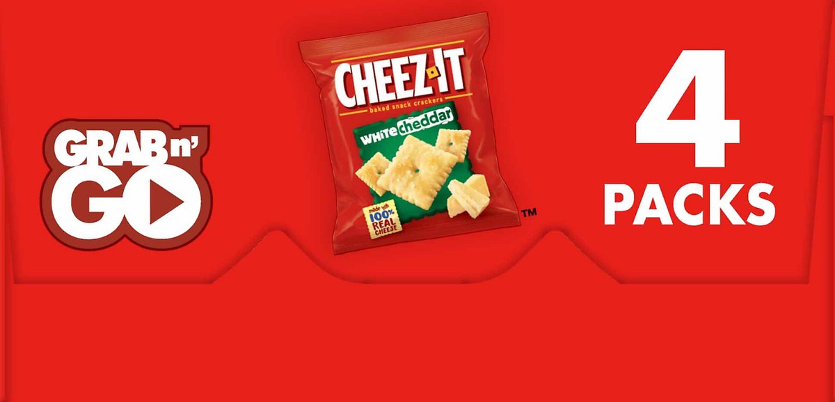 slide 9 of 11, Cheez-It Baked White Cheddar Snack Crackers 4 ea, 4 ct