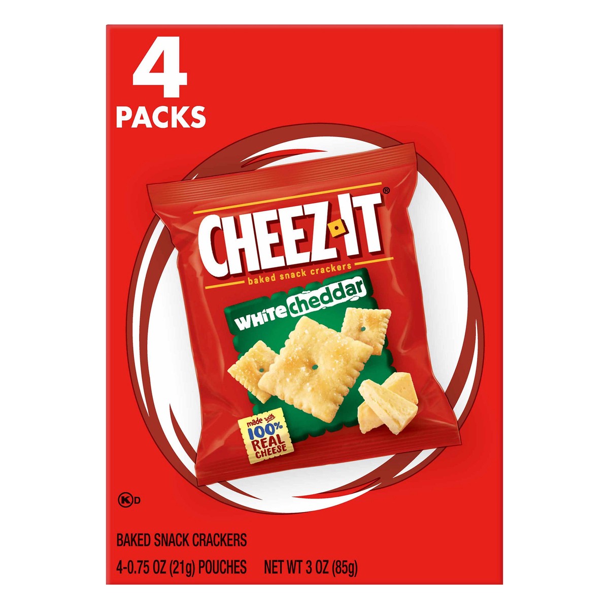 slide 10 of 11, Cheez-It Baked White Cheddar Snack Crackers 4 ea, 4 ct