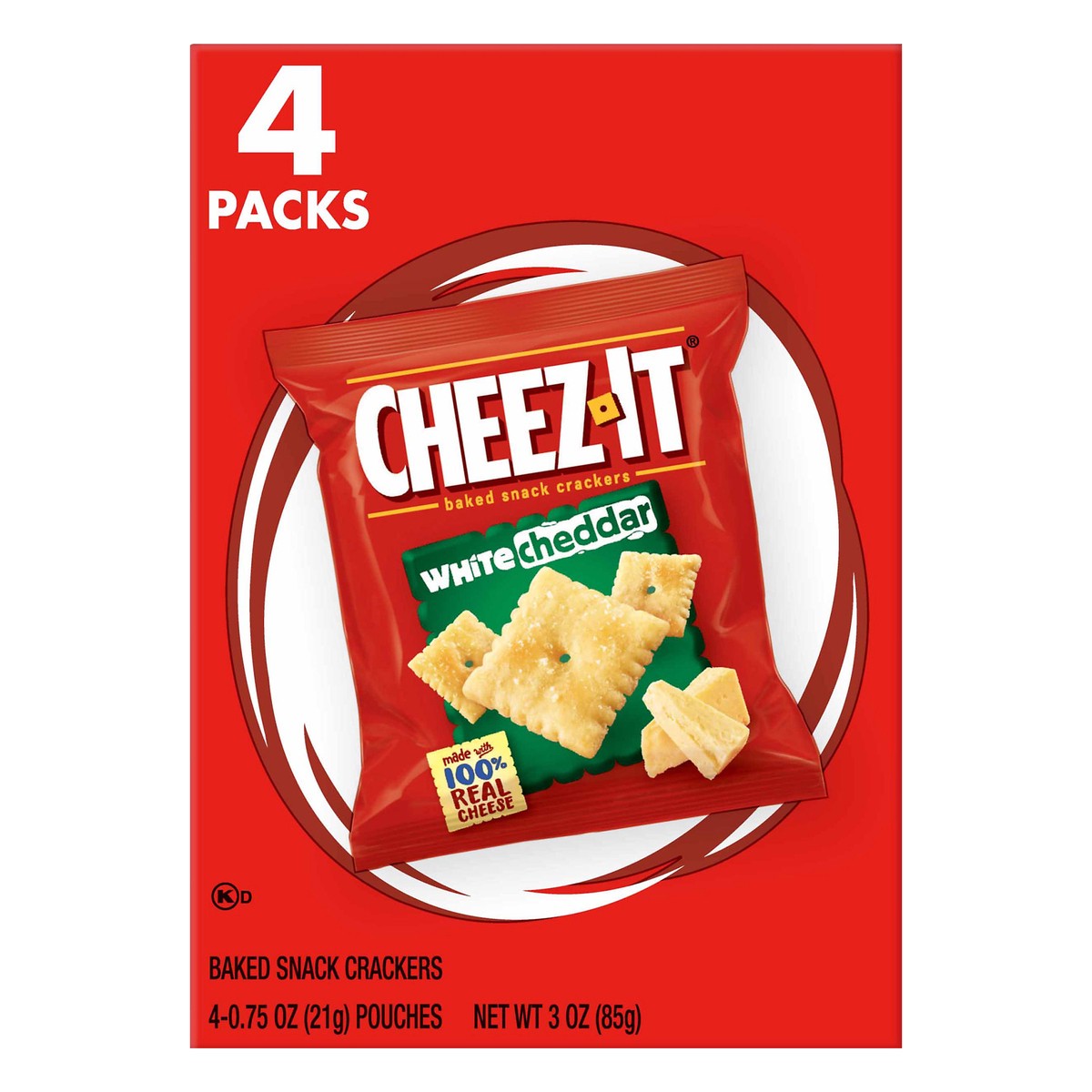 slide 1 of 11, Cheez-It Baked White Cheddar Snack Crackers 4 ea, 4 ct