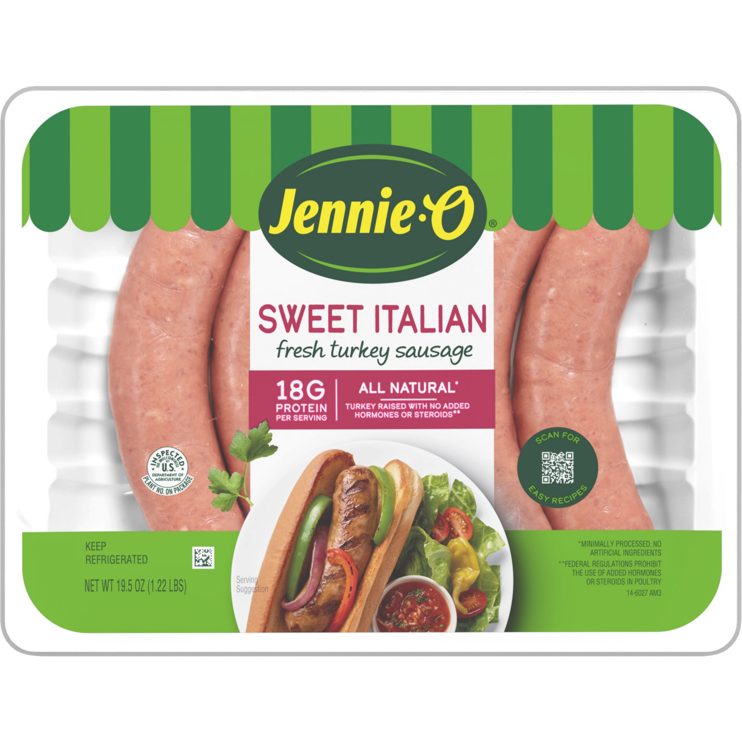 slide 1 of 4, Jennie-O Sweet Italian Turkey Sausage, 19.5 oz