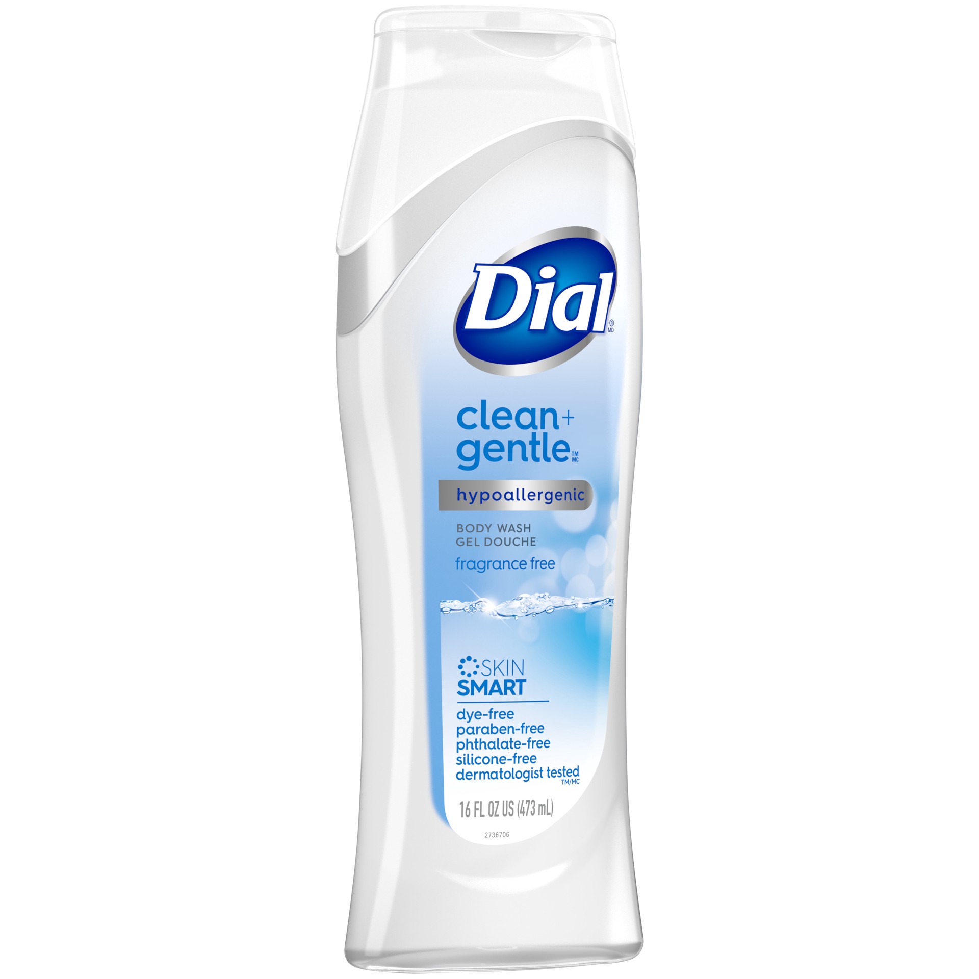 slide 2 of 5, Dial Clean + Gentle Body Wash, Fragrance Free, 16 fl oz, 16 fl oz