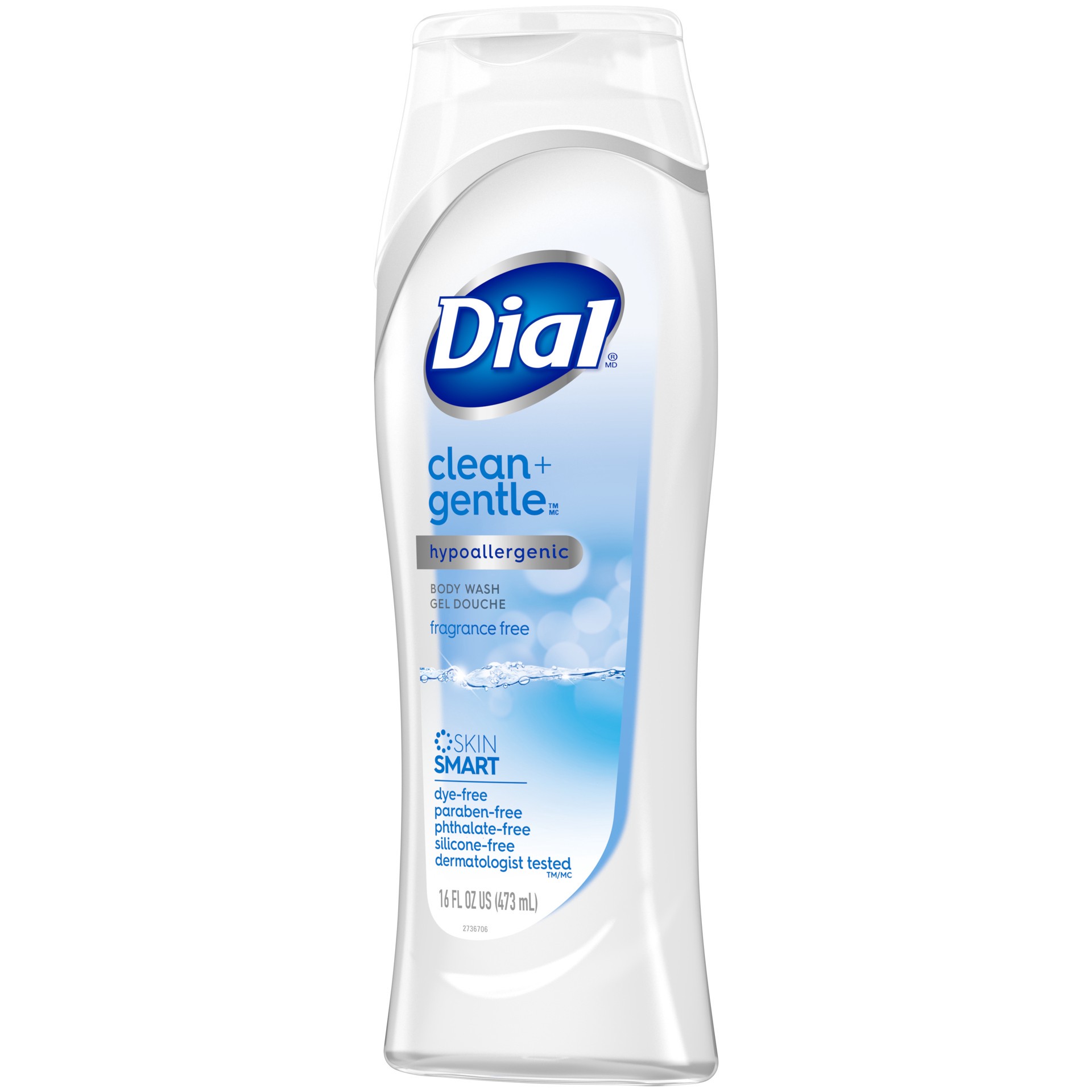 slide 3 of 5, Dial Clean + Gentle Body Wash, Fragrance Free, 16 fl oz, 16 fl oz