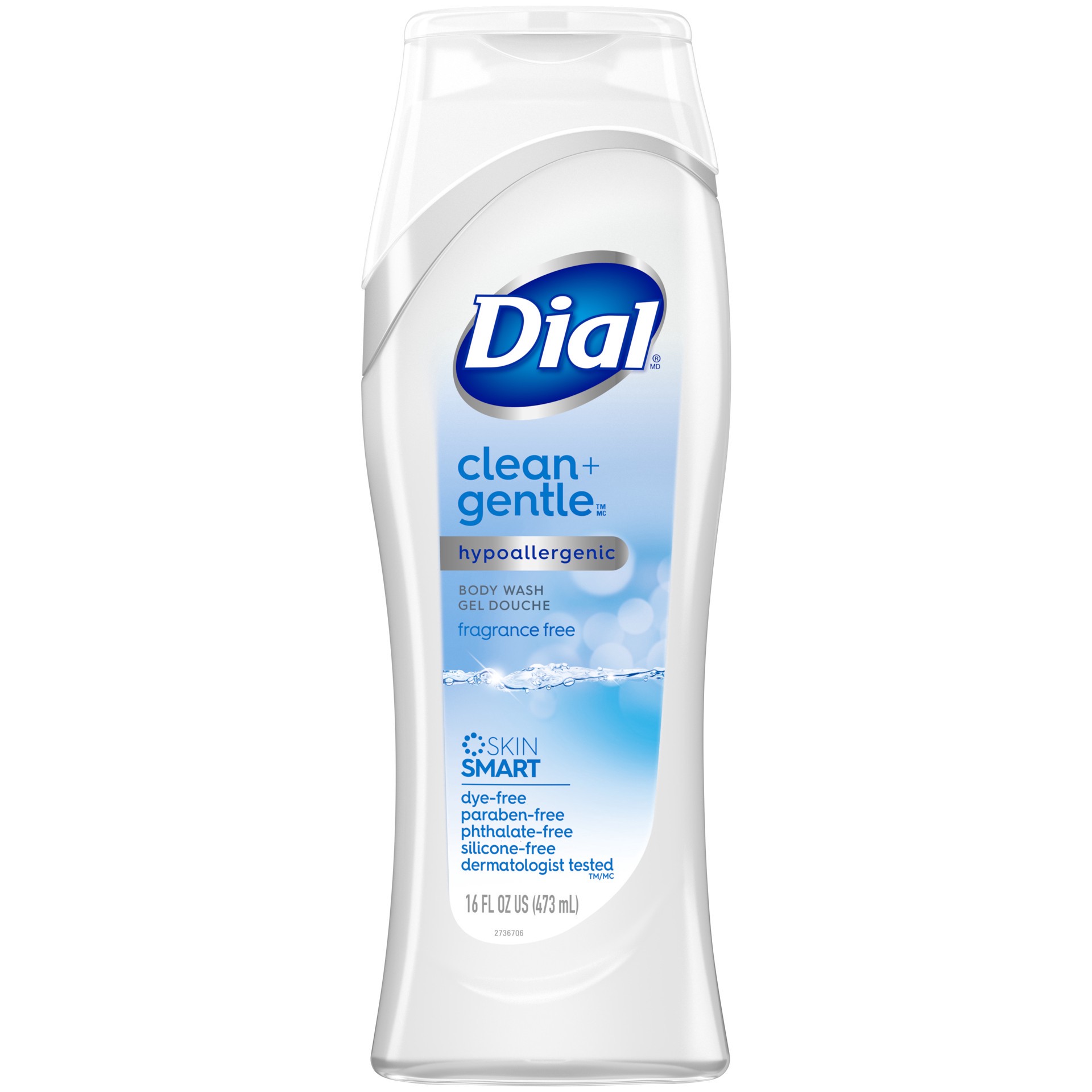 slide 5 of 5, Dial Clean + Gentle Body Wash, Fragrance Free, 16 fl oz, 16 fl oz