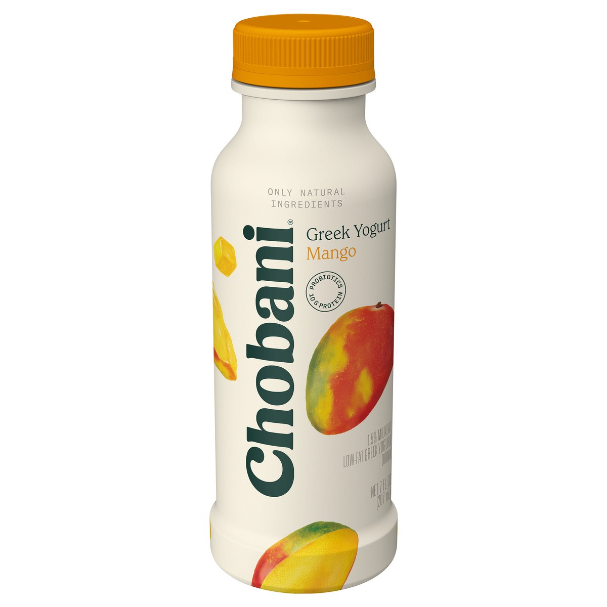 slide 1 of 7, Chobani Low-Fat Greek Mango Yogurt Drink, 7 fl oz