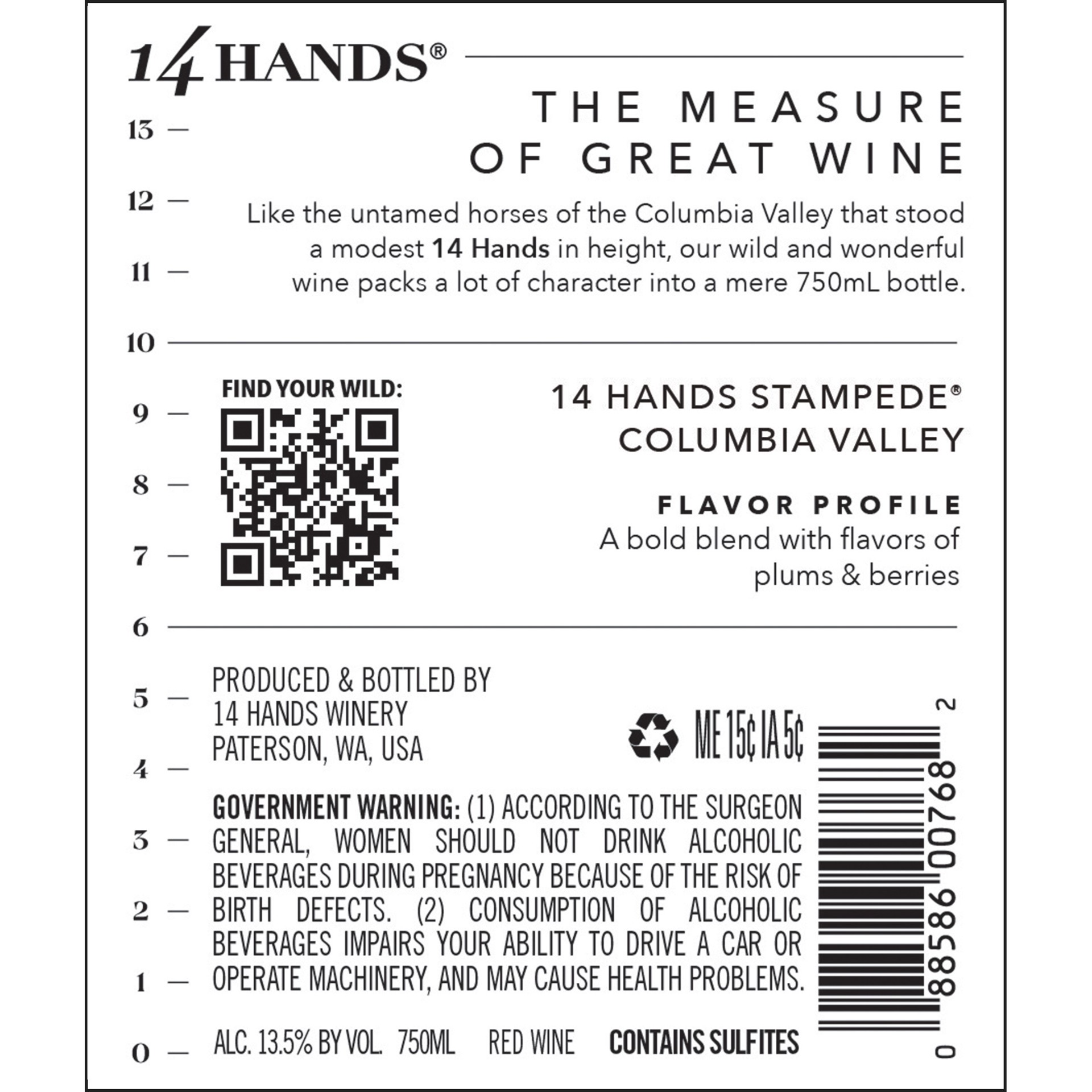 slide 4 of 8, 14 Hands Stampede Red Blend Wine, 750 mL Bottle, 750 ml