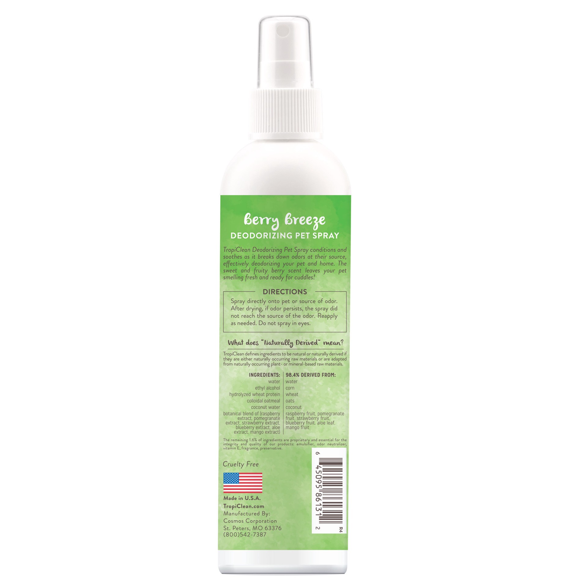 slide 9 of 10, TropiClean Berry Breeze Deodorizing Spray for Pets, 8oz, 8 oz