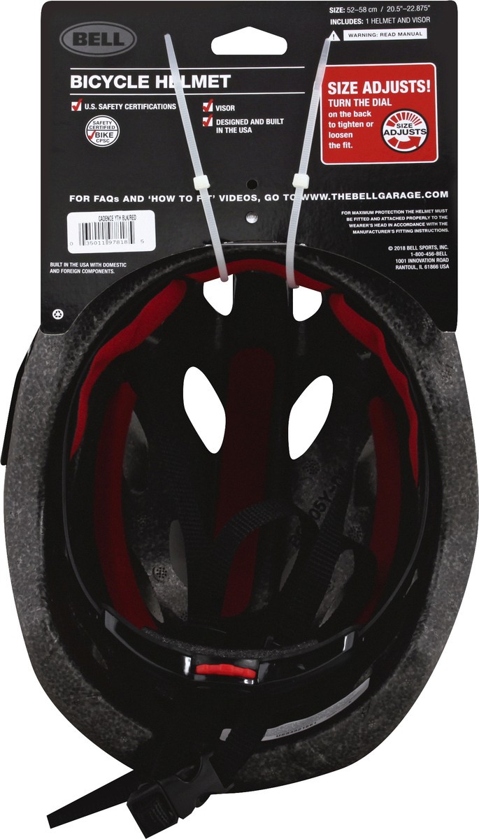 slide 2 of 6, Bell Cadence Youth Bike Helmet - Black/Red Lineage, 1 ct