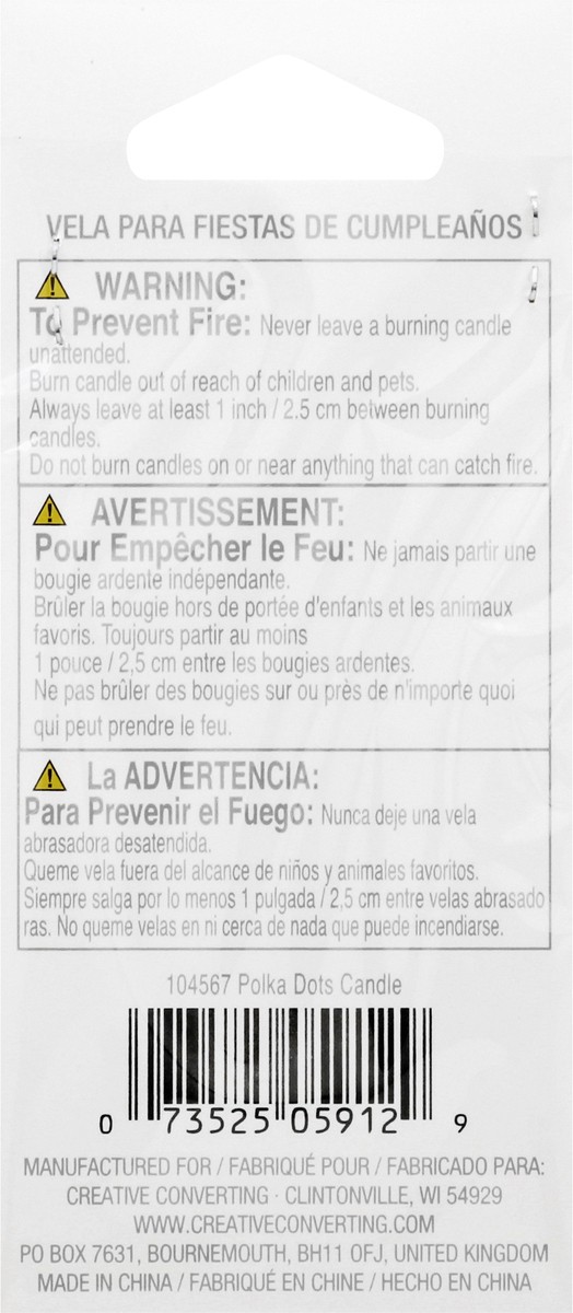 slide 5 of 9, Creative Converting 2.87 Inch Polka Dots Birthday Candle 1 ea, 1 ct