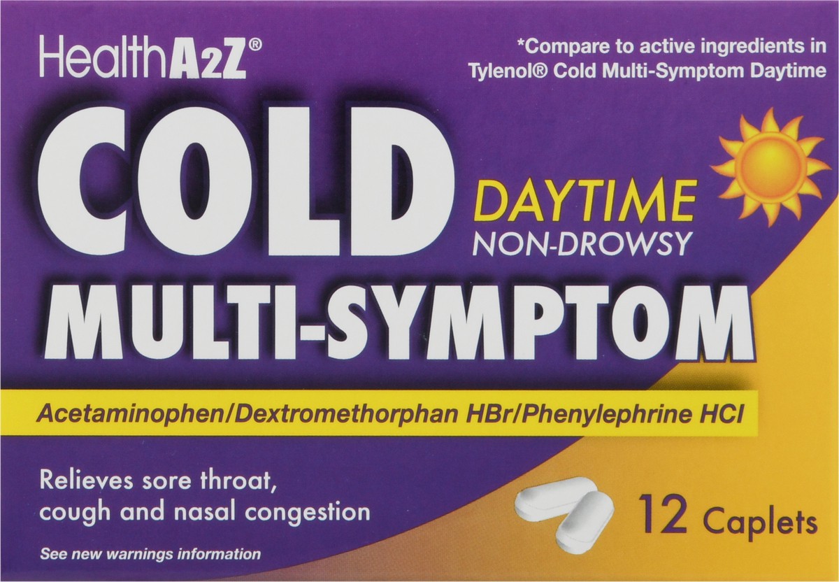 slide 6 of 12, HealthA2Z Non-Drowsy Daytime Cold Multi-Symptom Caplets 12 ea, 12 ct