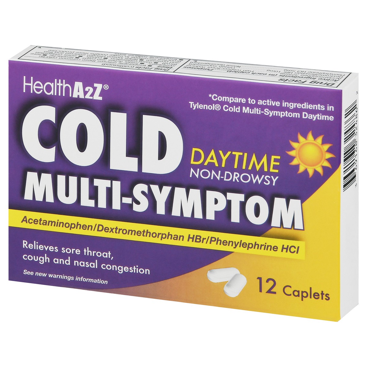 slide 8 of 12, HealthA2Z Non-Drowsy Daytime Cold Multi-Symptom Caplets 12 ea, 12 ct