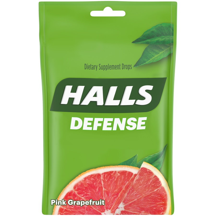 slide 2 of 8, Halls Defense Halls Defense Pink Grapefruit Drops Dietary Supplement, 30 ct