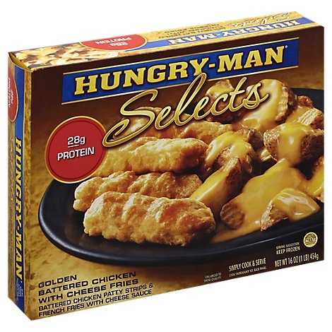 slide 1 of 1, Hungry-Man Selects Chicken Strips W/cheese Fries, 16 oz