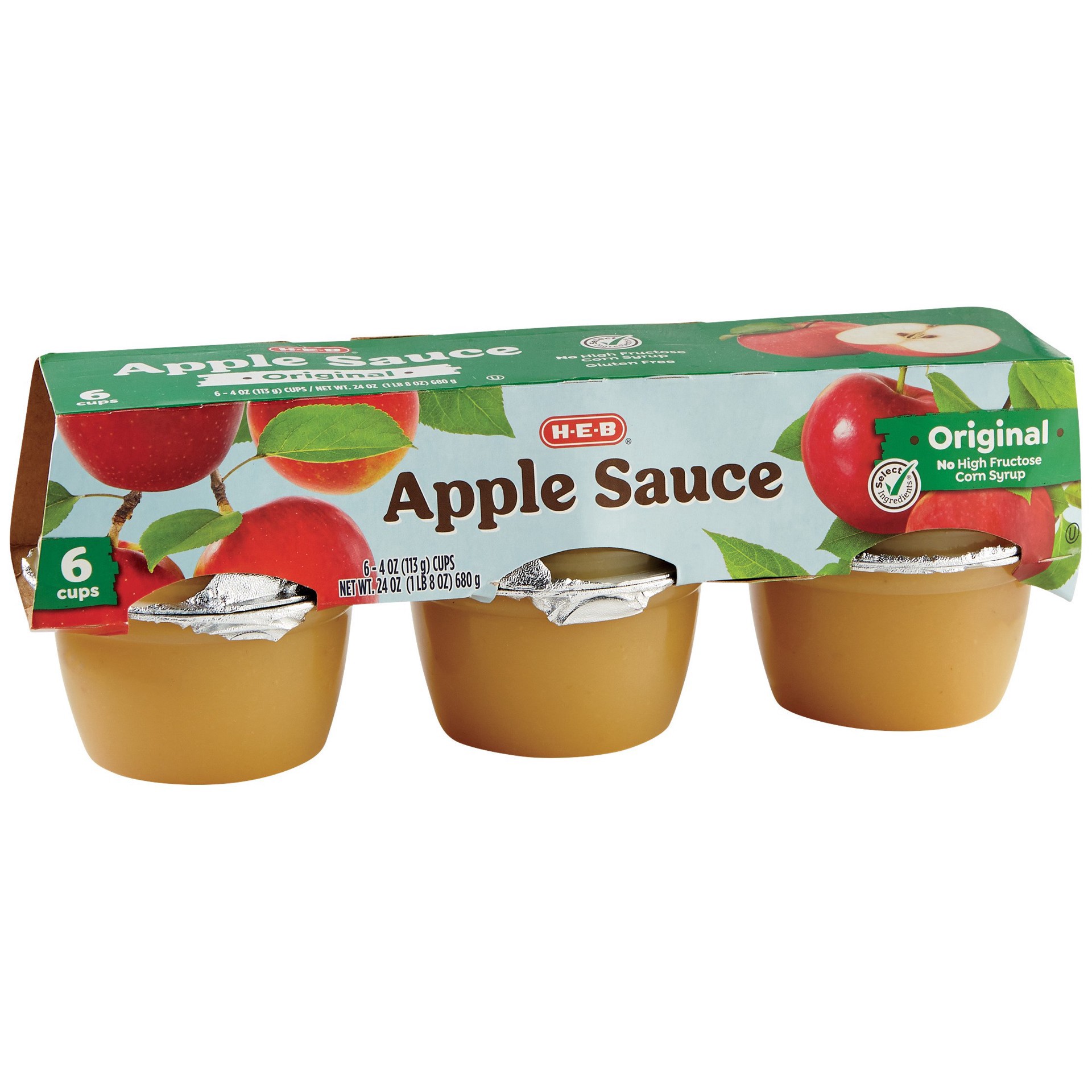 slide 1 of 1, H-E-B Original Apple Sauce, 6 ct; 4 oz