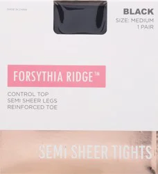Forsythia Ridge Medium Black Semi Sheer Tights 1 ea