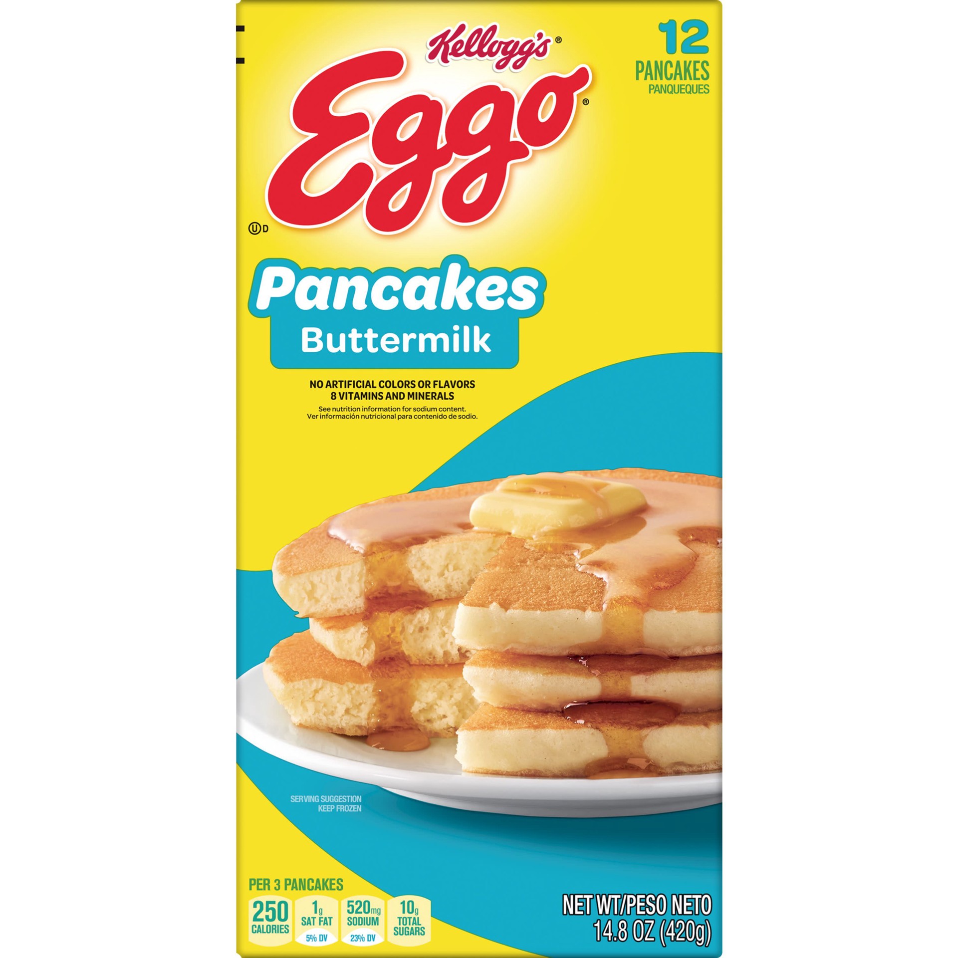 slide 5 of 5, Eggo Frozen Pancakes, Frozen Breakfast, 8 Vitamins and Minerals, Buttermilk, 14.8oz Box, 12 Pancakes, 14.8 oz