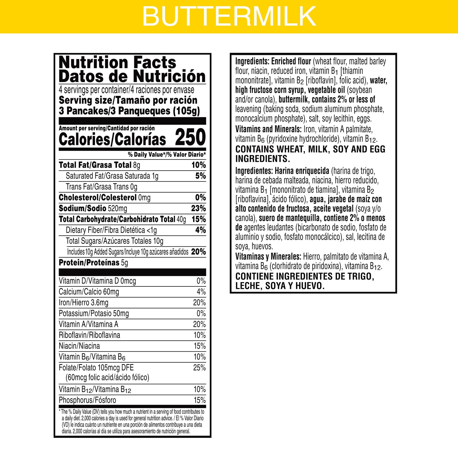 slide 2 of 5, Eggo Frozen Pancakes, Frozen Breakfast, 8 Vitamins and Minerals, Buttermilk, 14.8oz Box, 12 Pancakes, 14.8 oz