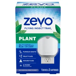 Zevo Plant Flying Insect Indoor Fly Trap - 1 Plug In Device & 2 Refill Cartridges