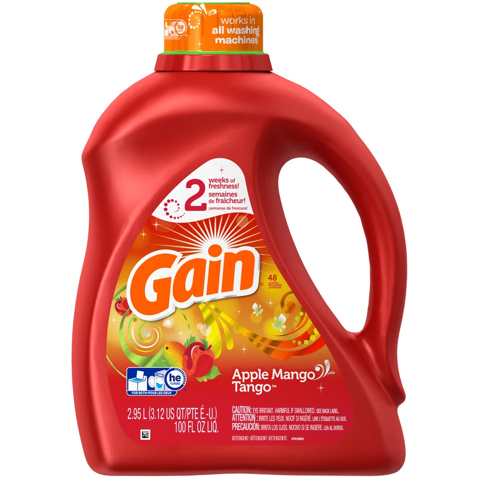 slide 2 of 3, Gain Apple Mango Tango Liquid Laundry Detergent, 100 oz