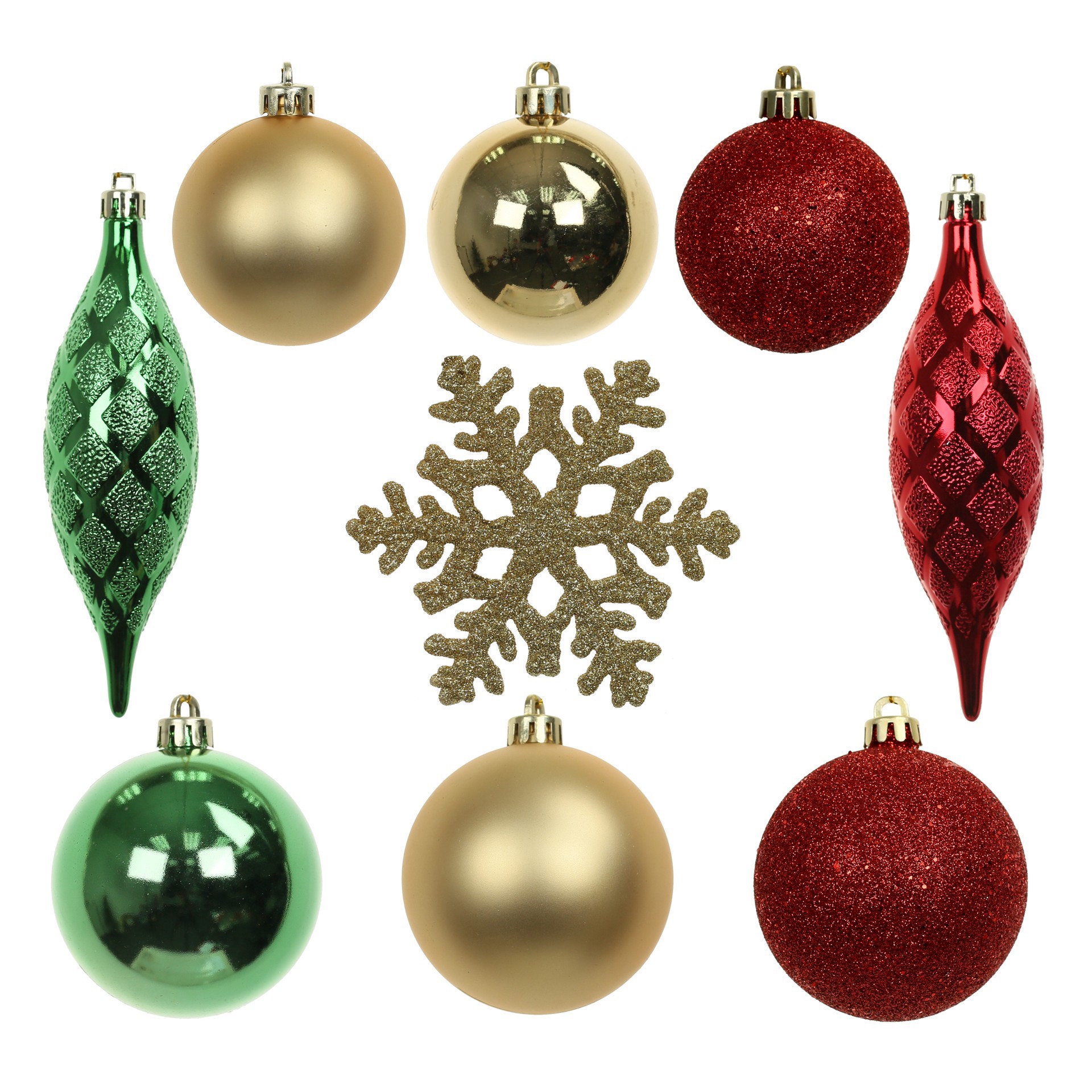 slide 2 of 3, 34 Pack Red, Green & Gold Shatterproof Ornaments By Ashland, 34 ct
