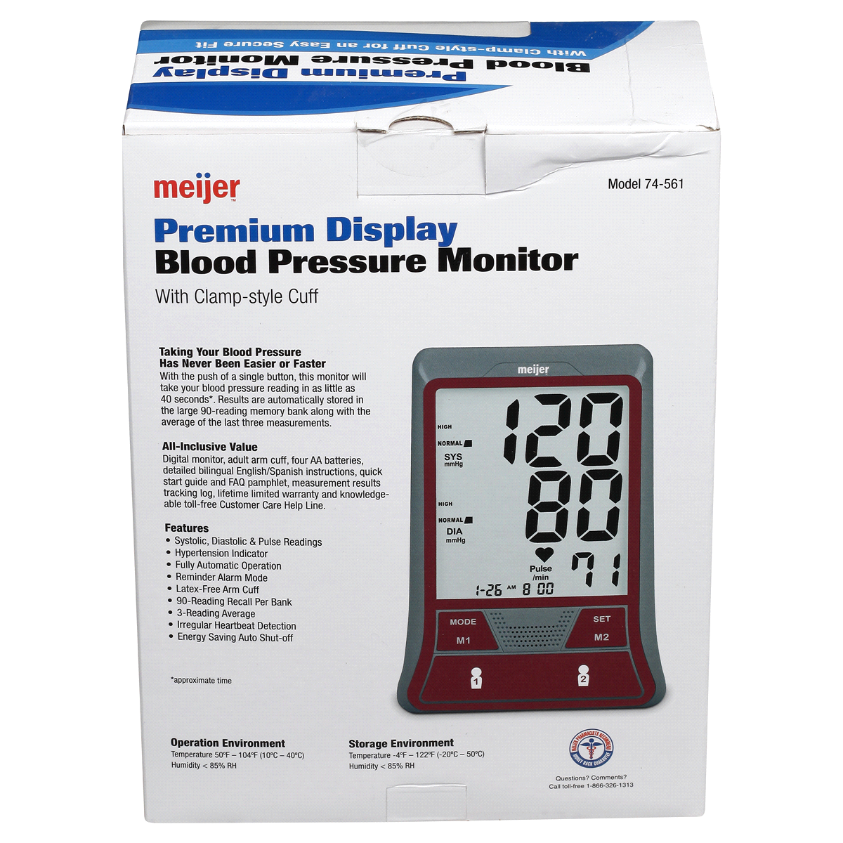 slide 3 of 7, Meijer Premium Display Blood Pressure Monitor, 1 ct