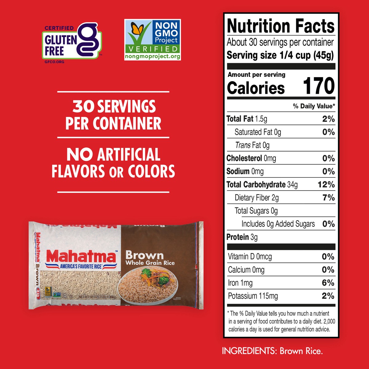 slide 5 of 5, Mahatma Brown Rice, 48 oz