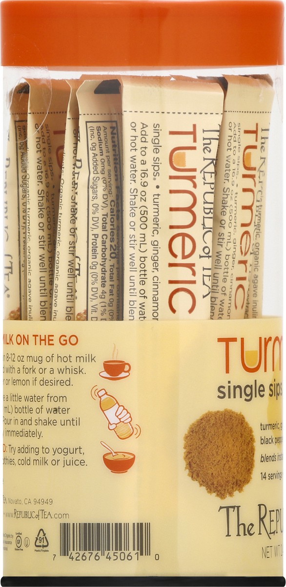 slide 5 of 12, The Republic of Tea Single Sips Turmeric Drink Mix - 2.47 oz, 2.47 oz