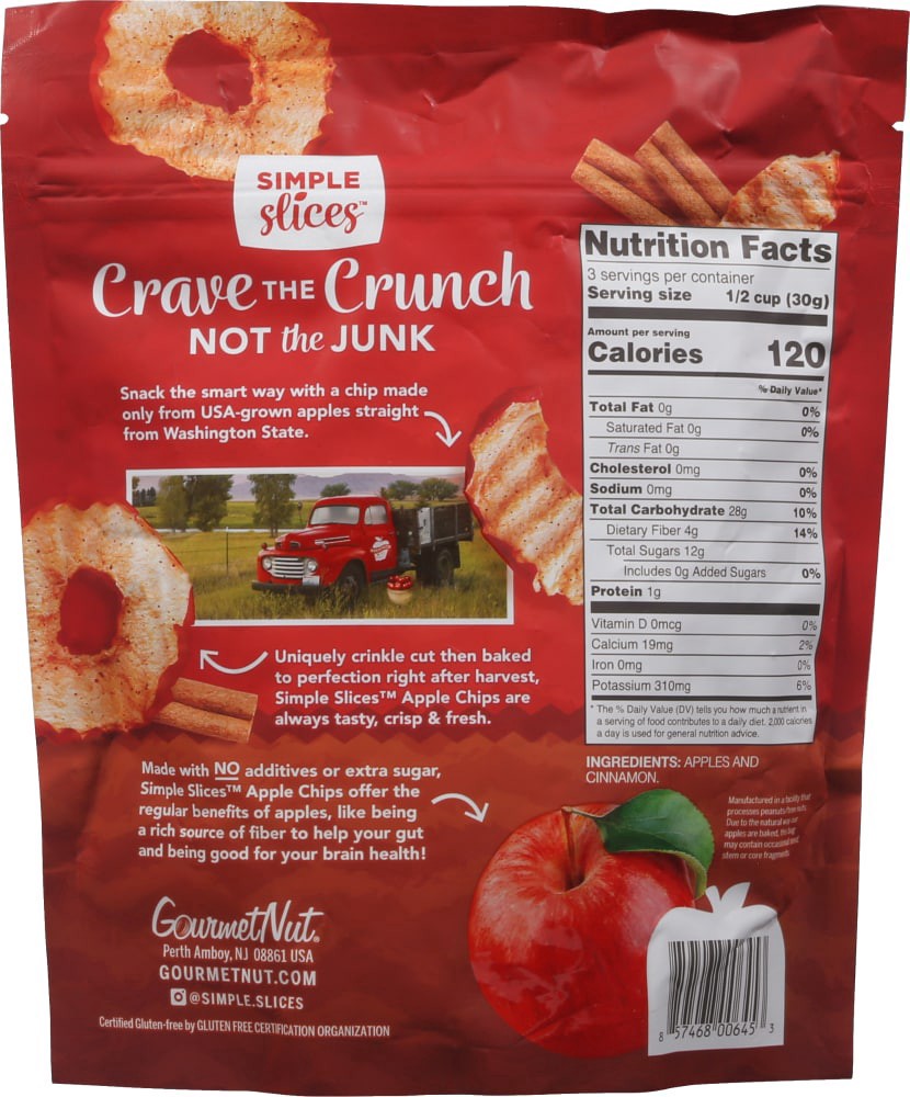 slide 2 of 2, Gourmet Nut Simple Slices Cinnamon Red Apple Chips, 3 oz